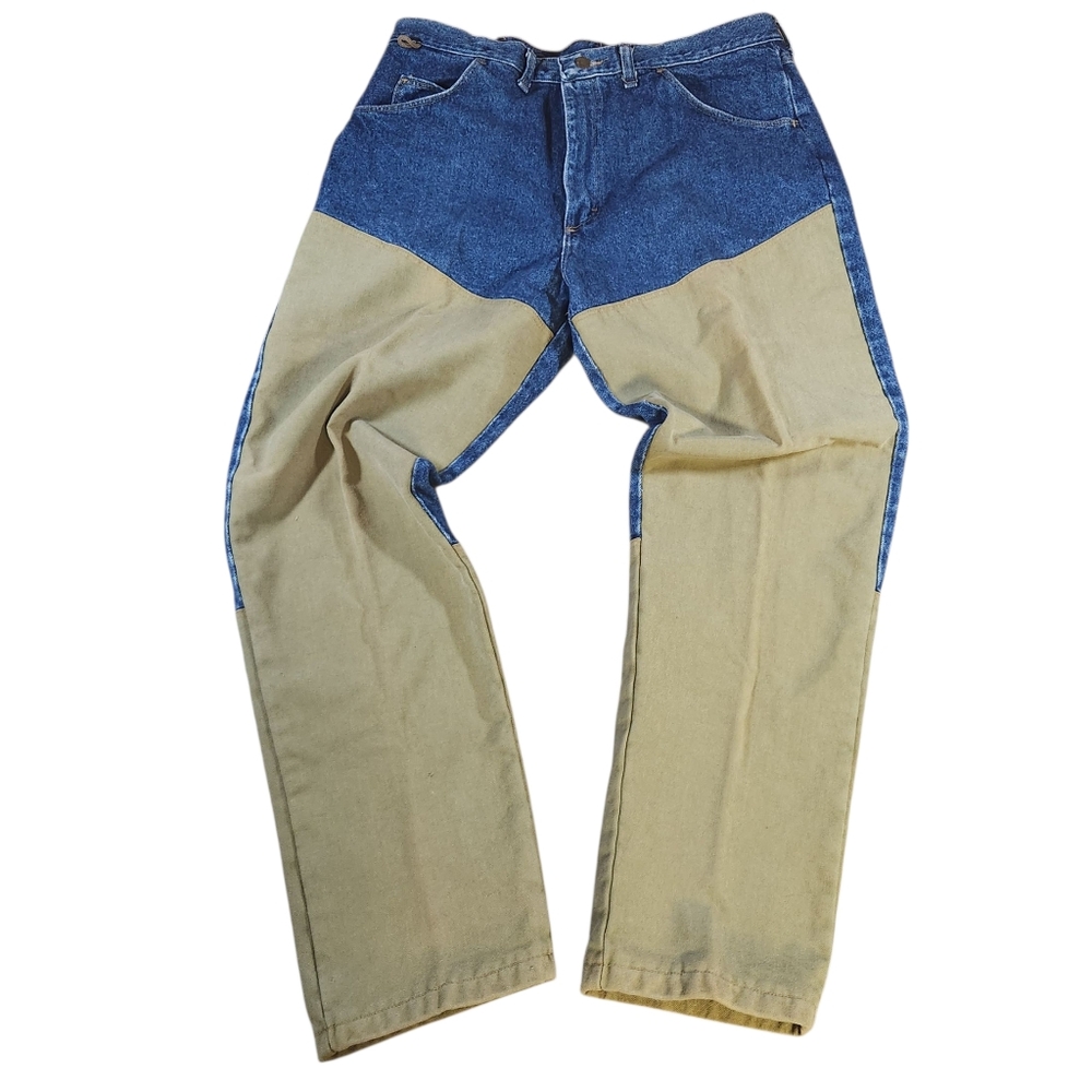 VTG Wrangler Rugged Wear Brush Guard Jeans Mens 36x31 Double Knee Canvas Field